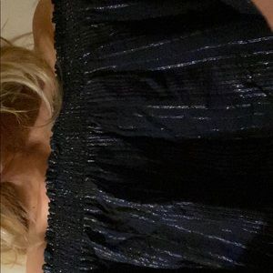 Inc off shoulder top black with silver stripes